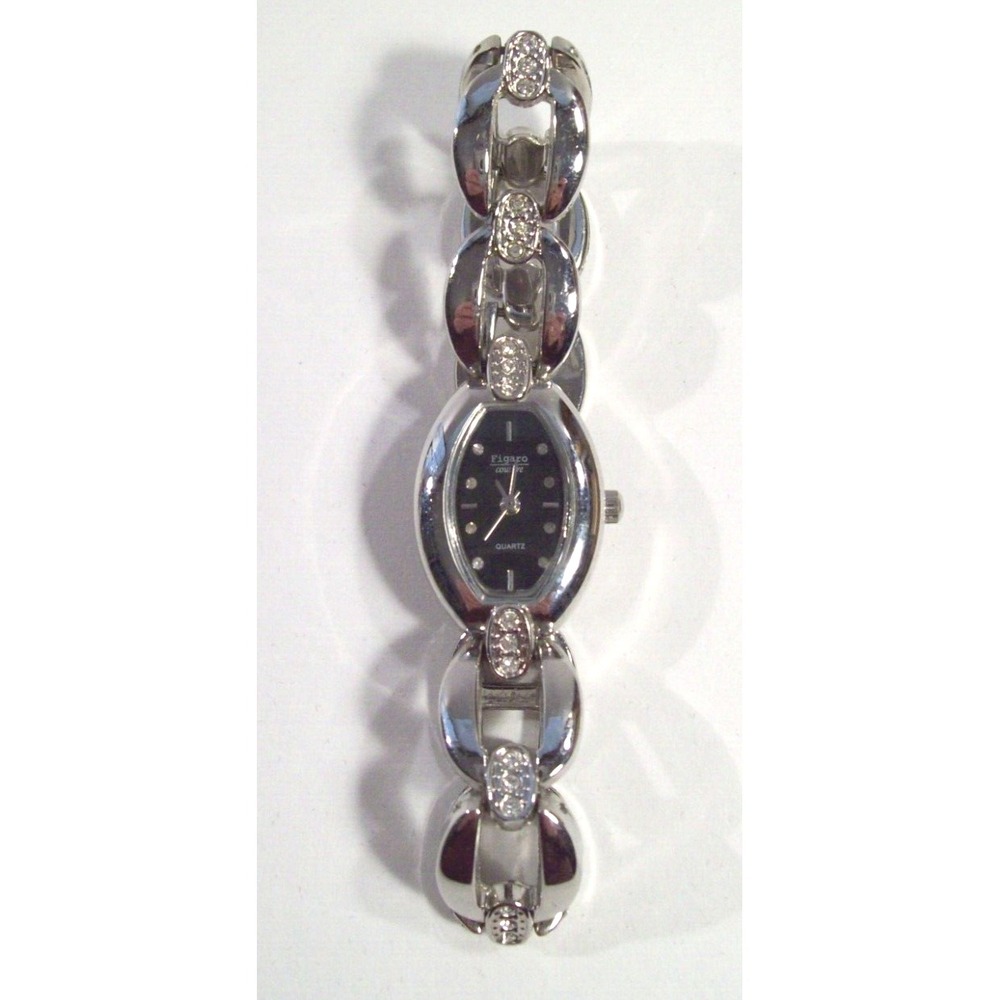 Women's Figaro Couture Wristwatch, Silver Tone, Faux Stones, Works